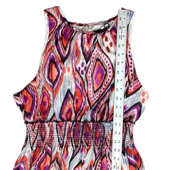 TRINA TURK Smocked Midi Dress sz 8 Multicolor Sleeveless Chiffon Lined Sunset - Picture 5 of 9